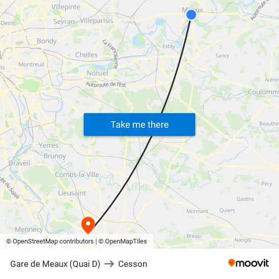 Gare de Meaux (Quai D) to Cesson map