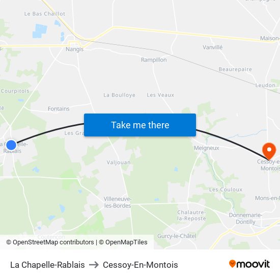 La Chapelle-Rablais to Cessoy-En-Montois map