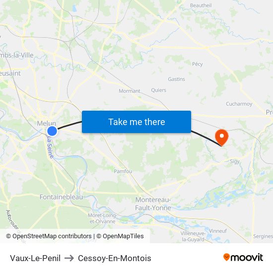 Vaux-Le-Penil to Cessoy-En-Montois map