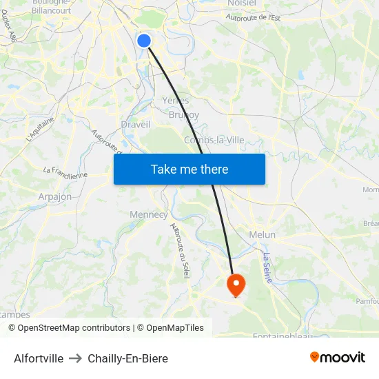 Alfortville to Chailly-En-Biere map
