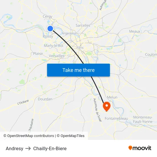 Andresy to Chailly-En-Biere map