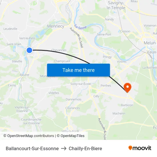 Ballancourt-Sur-Essonne to Chailly-En-Biere map
