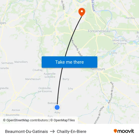 Beaumont-Du-Gatinais to Chailly-En-Biere map