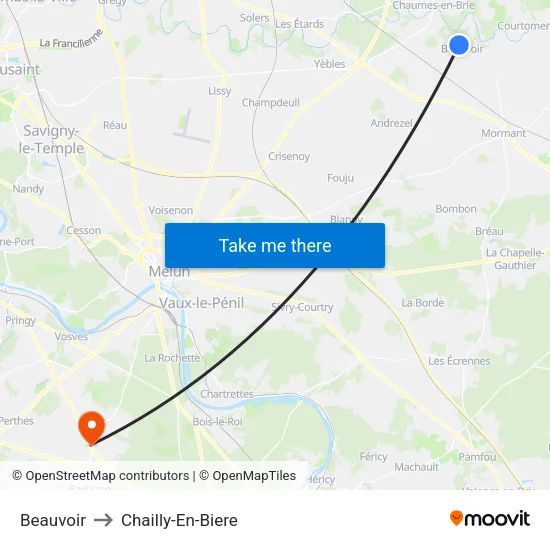 Beauvoir to Chailly-En-Biere map