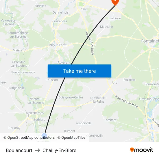 Boulancourt to Chailly-En-Biere map