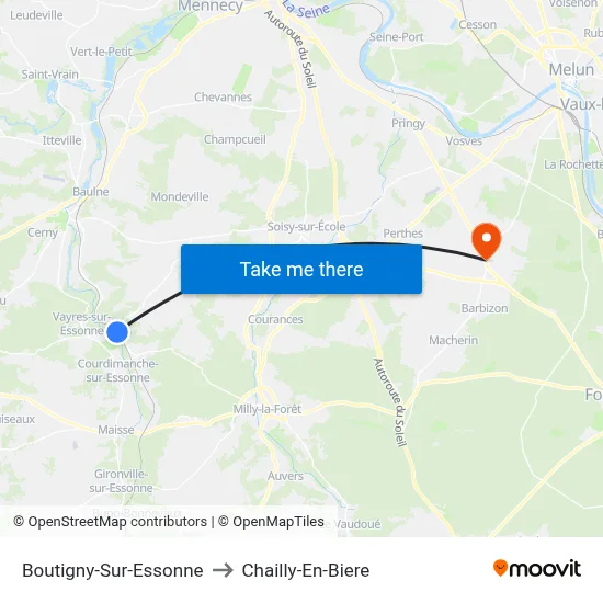 Boutigny-Sur-Essonne to Chailly-En-Biere map