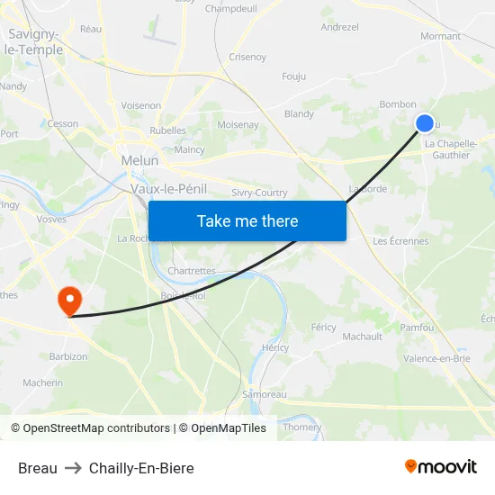 Breau to Chailly-En-Biere map