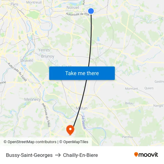 Bussy-Saint-Georges to Chailly-En-Biere map