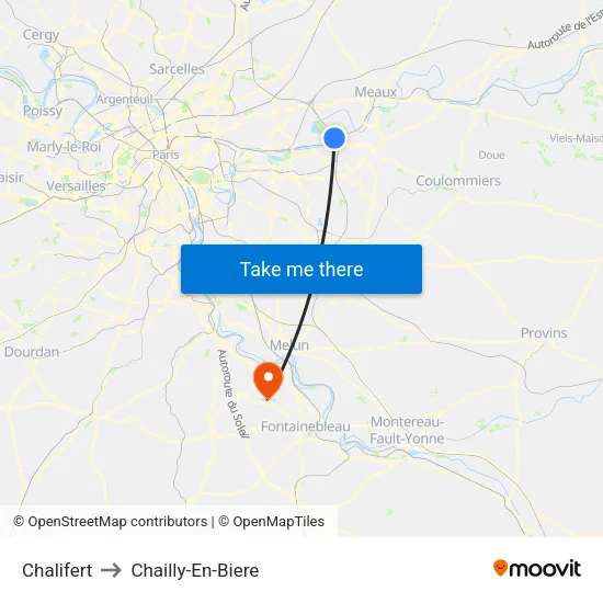 Chalifert to Chailly-En-Biere map