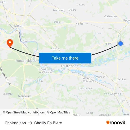 Chalmaison to Chailly-En-Biere map