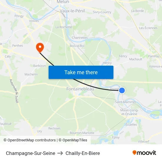 Champagne-Sur-Seine to Chailly-En-Biere map