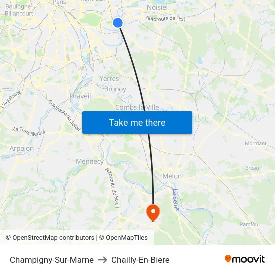 Champigny-Sur-Marne to Chailly-En-Biere map