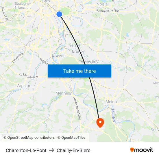 Charenton-Le-Pont to Chailly-En-Biere map