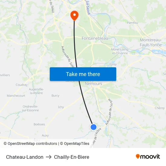Chateau-Landon to Chailly-En-Biere map