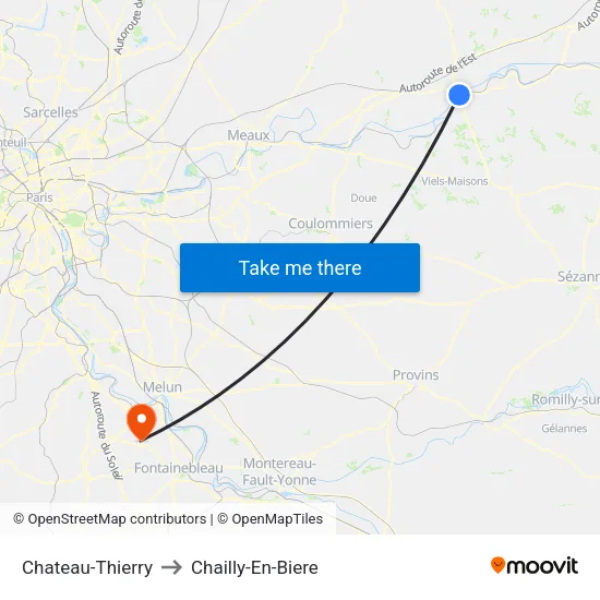 Chateau-Thierry to Chailly-En-Biere map