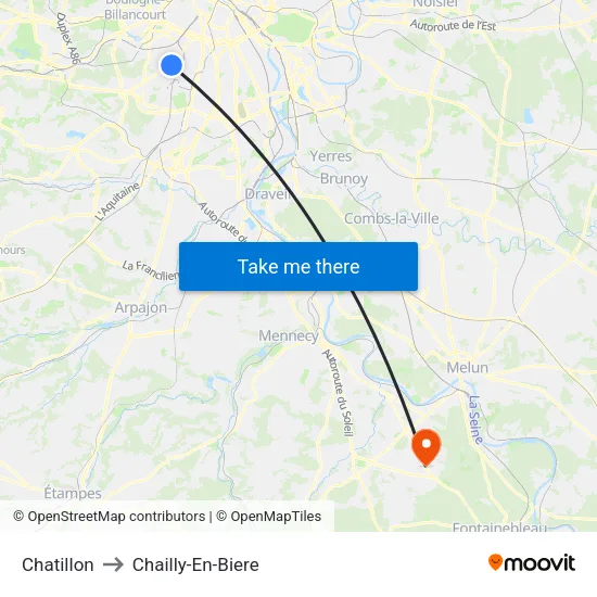 Chatillon to Chailly-En-Biere map