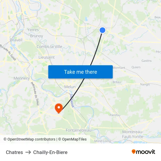 Chatres to Chailly-En-Biere map