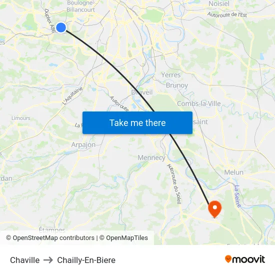 Chaville to Chailly-En-Biere map