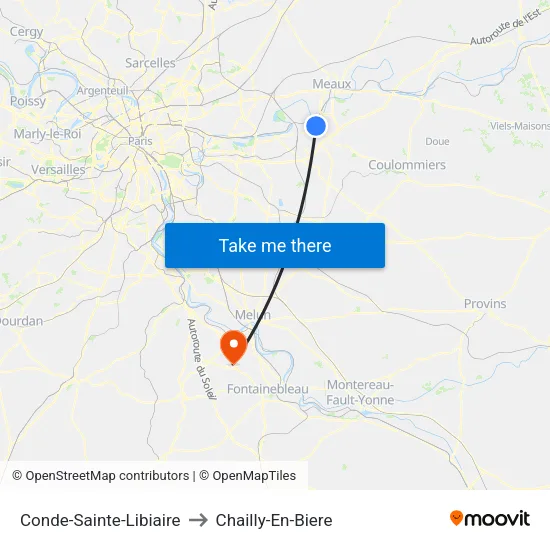 Conde-Sainte-Libiaire to Chailly-En-Biere map