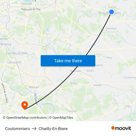 Coulommiers to Chailly-En-Biere map