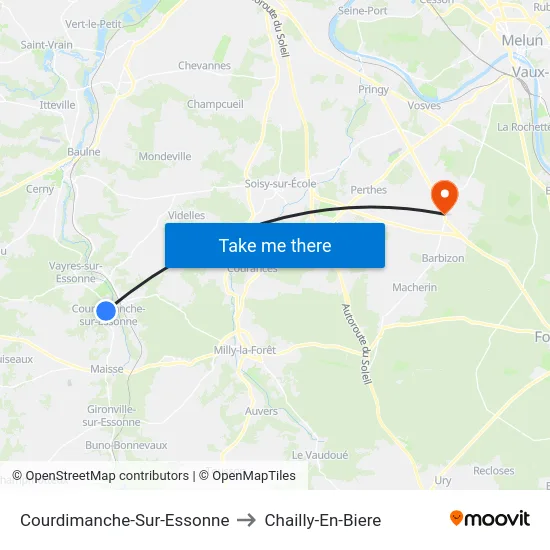 Courdimanche-Sur-Essonne to Chailly-En-Biere map