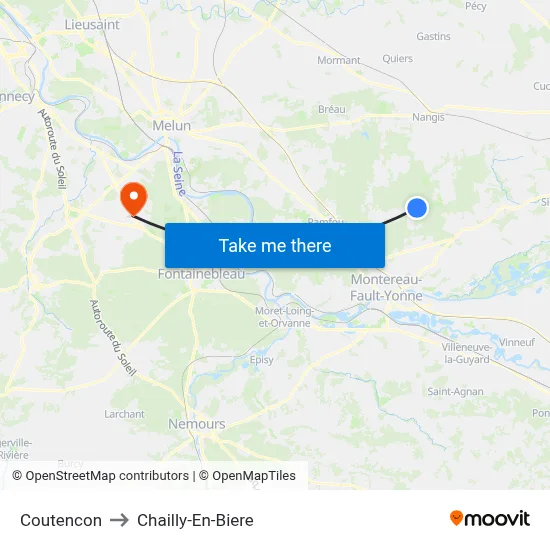 Coutencon to Chailly-En-Biere map