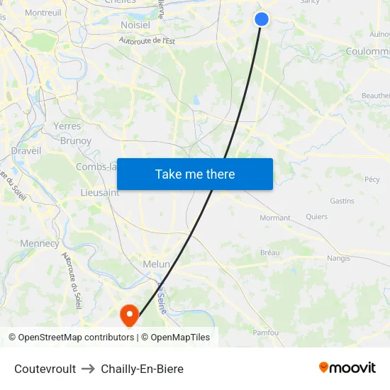 Coutevroult to Chailly-En-Biere map