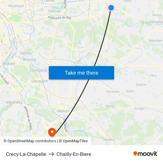 Crecy-La-Chapelle to Chailly-En-Biere map