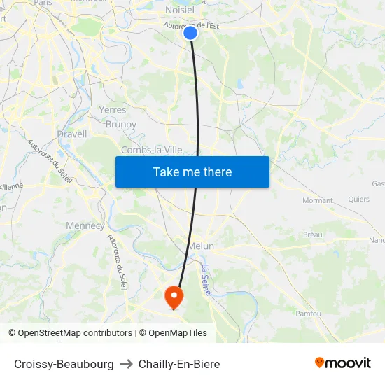 Croissy-Beaubourg to Chailly-En-Biere map