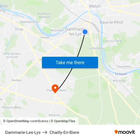 Dammarie-Les-Lys to Chailly-En-Biere map