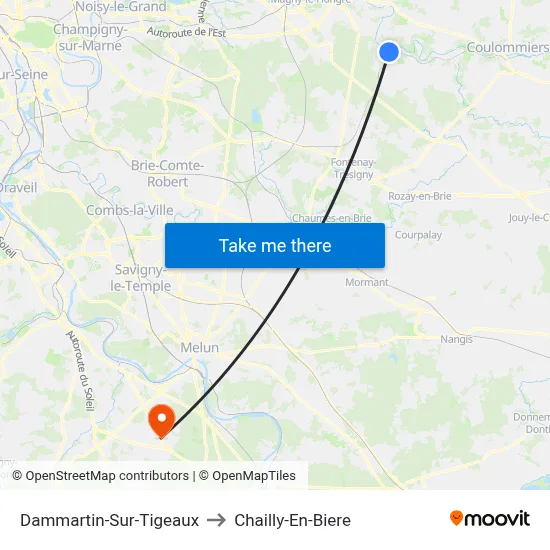 Dammartin-Sur-Tigeaux to Chailly-En-Biere map