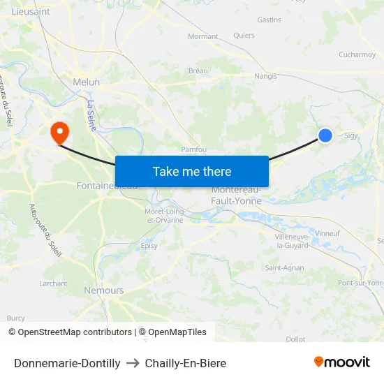 Donnemarie-Dontilly to Chailly-En-Biere map