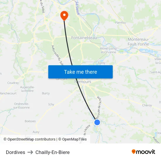 Dordives to Chailly-En-Biere map