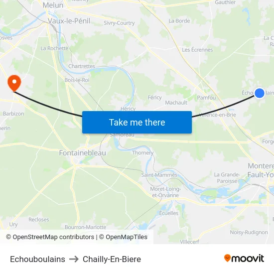 Echouboulains to Chailly-En-Biere map
