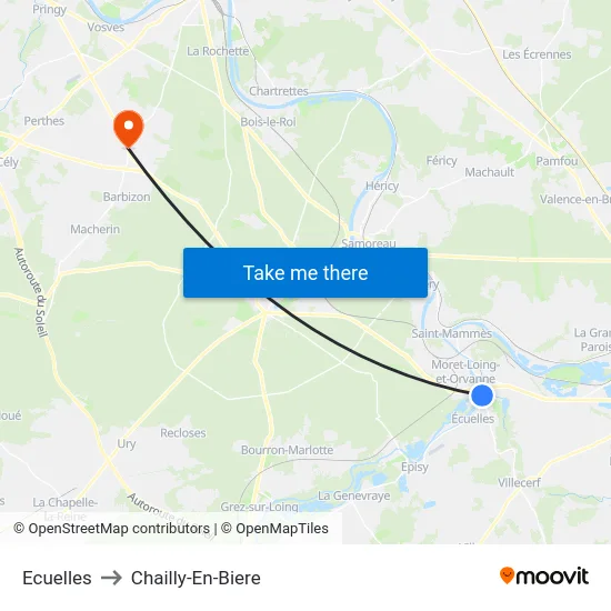 Ecuelles to Chailly-En-Biere map