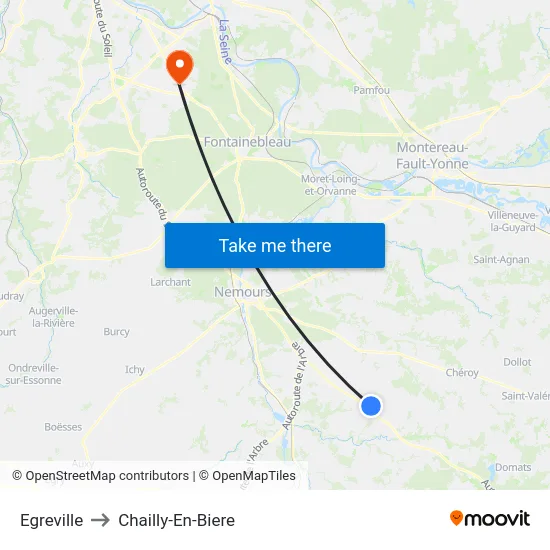 Egreville to Chailly-En-Biere map
