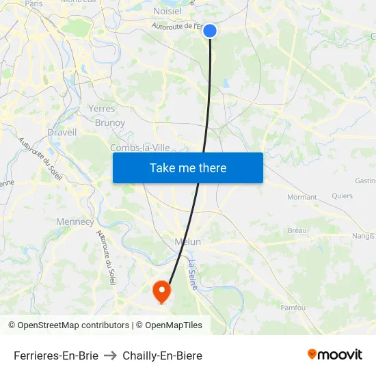Ferrieres-En-Brie to Chailly-En-Biere map