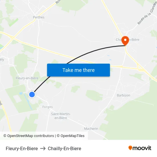 Fleury-En-Biere to Chailly-En-Biere map
