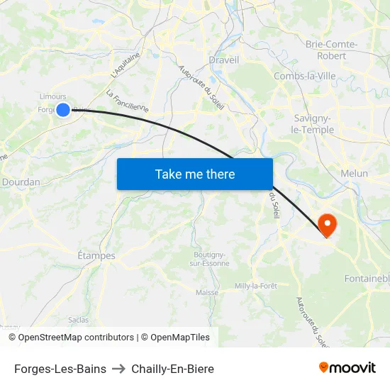 Forges-Les-Bains to Chailly-En-Biere map