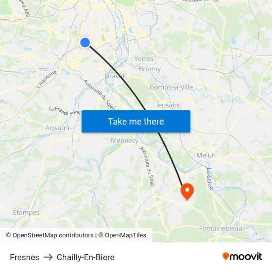 Fresnes to Chailly-En-Biere map