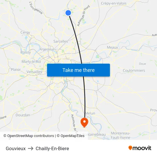 Gouvieux to Chailly-En-Biere map