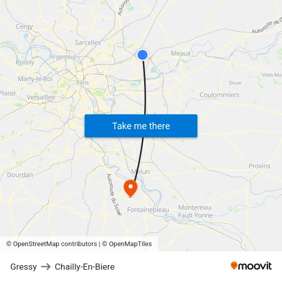 Gressy to Chailly-En-Biere map