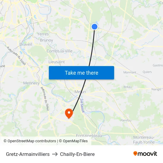 Gretz-Armainvilliers to Chailly-En-Biere map