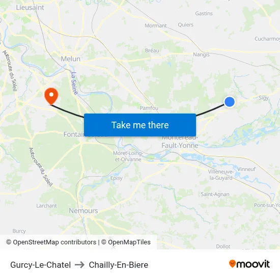 Gurcy-Le-Chatel to Chailly-En-Biere map