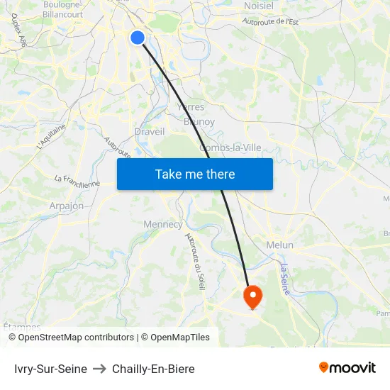 Ivry-Sur-Seine to Chailly-En-Biere map