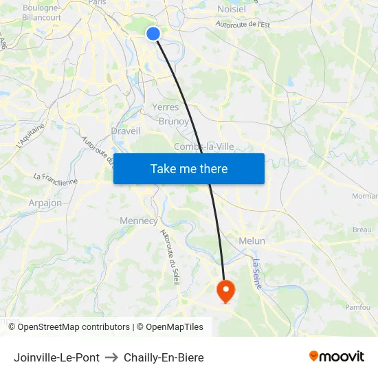 Joinville-Le-Pont to Chailly-En-Biere map