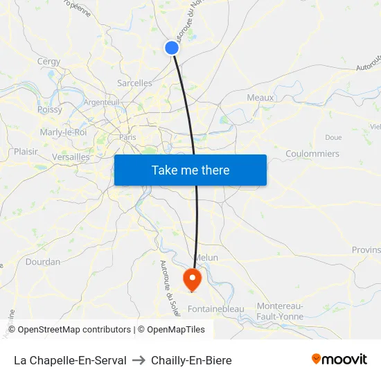 La Chapelle-En-Serval to Chailly-En-Biere map
