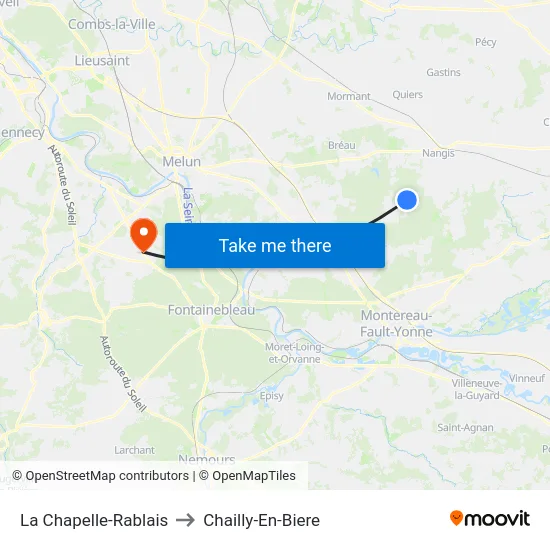 La Chapelle-Rablais to Chailly-En-Biere map