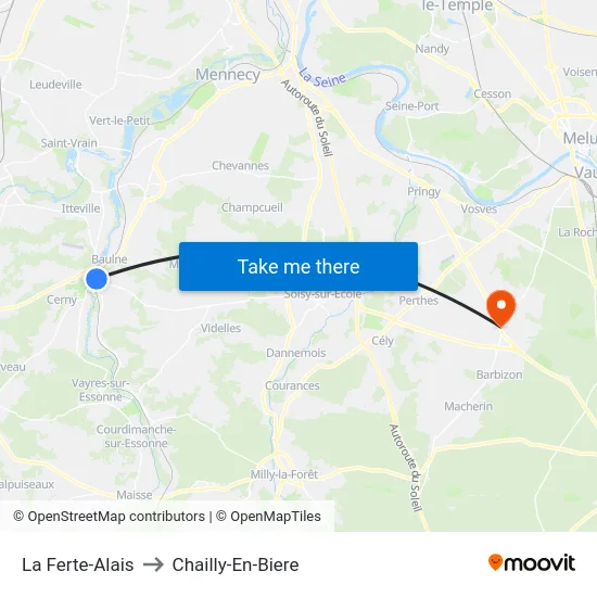 La Ferte-Alais to Chailly-En-Biere map