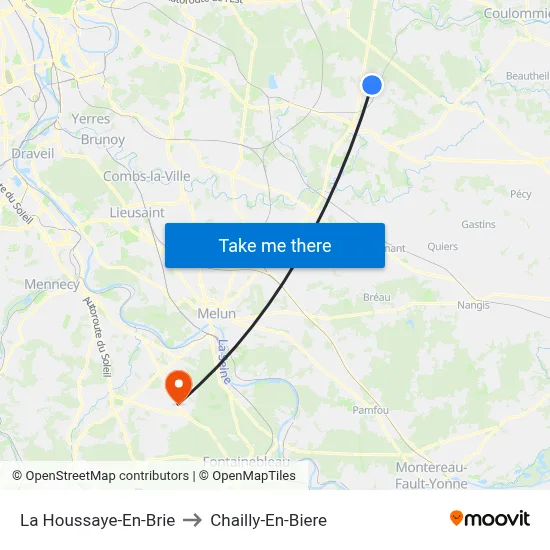 La Houssaye-En-Brie to Chailly-En-Biere map